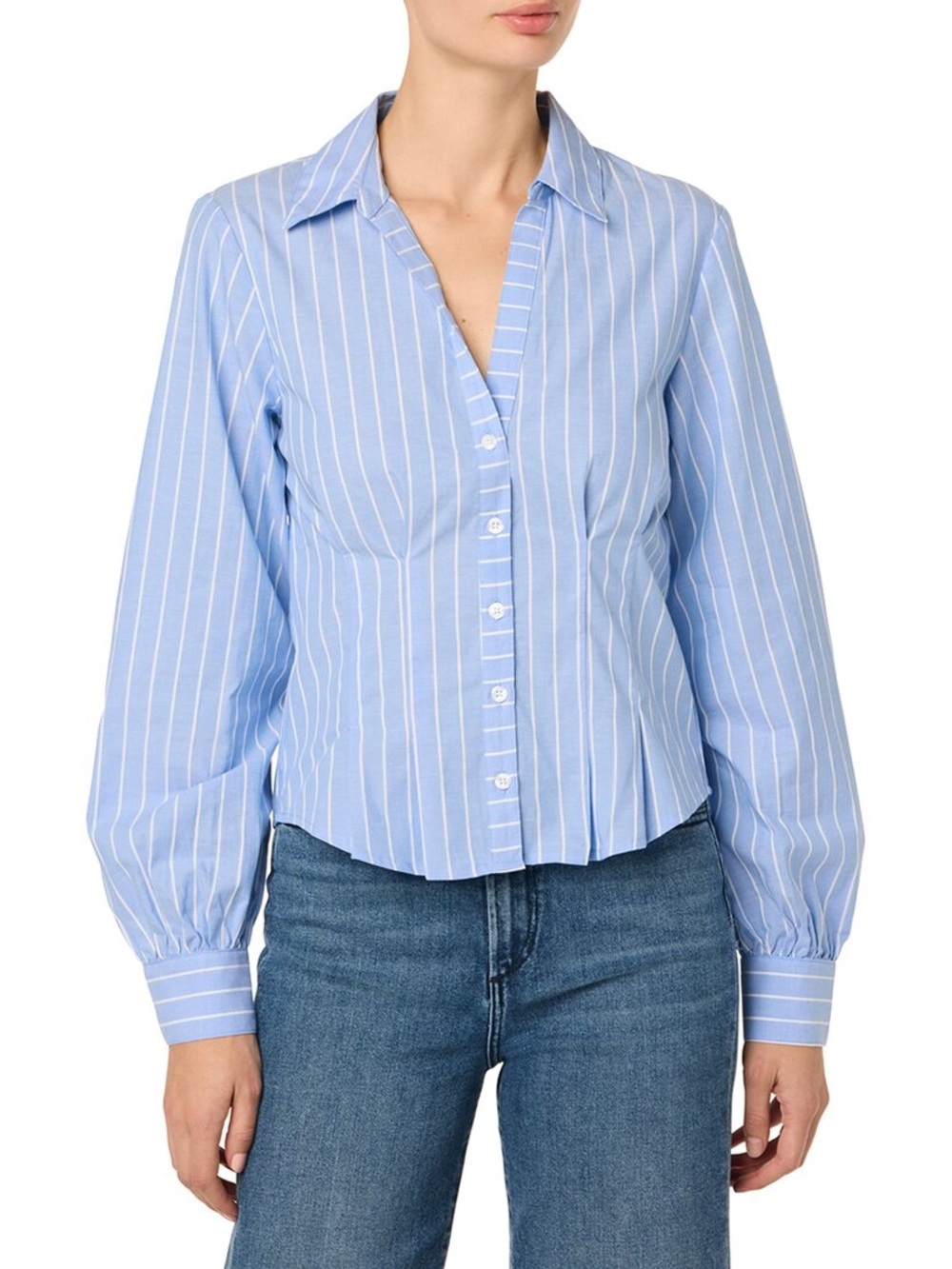 Joe's Jeans Womens Striped Pleated Dress Shirt 100% Cotton Natural Fibers
